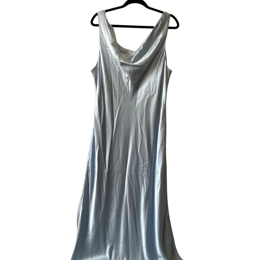 Reformation Satin Cowl Neck Maxi Dress in Light Blue - Picture 4 of 9